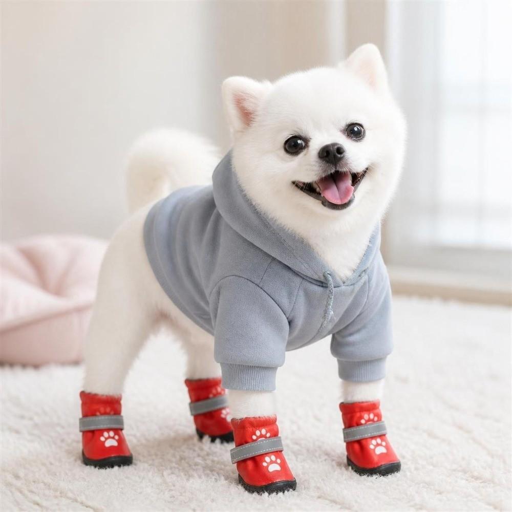 4Pcs Anti-Slip Dog Shoes Waterproof Dog Footwear Fashion Pet Boots Puppy