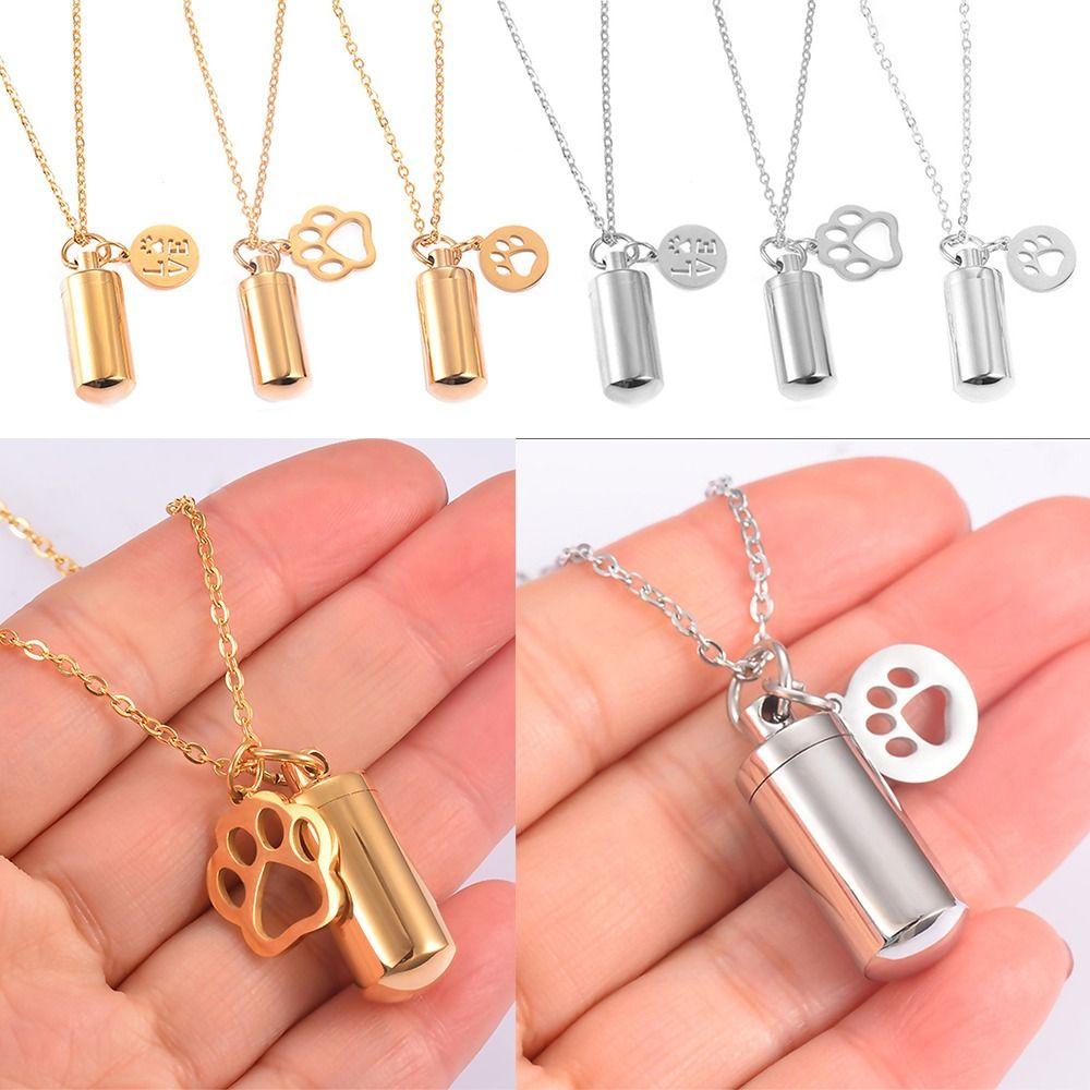 DIY Ashes Urn Memorial Necklace Gold Silver Perfume Vial Pendant Keepsake Pendant Unisex
