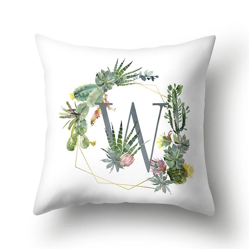 Полиэстеровая наволочка Дом Зеленый Суккулент Наволочка 26 Английских Букв Наволочка для Подушки Чехол для Подушки в Автомобиль