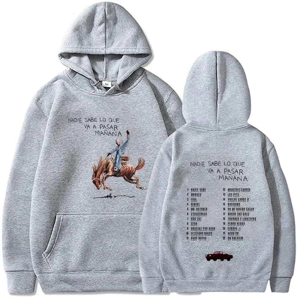 Bad Bunny Новый альбом Nadie Sabe Lo Que Va Pasar Manana Толстовки Уличные толстовки Одежда Повседневные свитера 90-е Bad Bunny Hoodie
