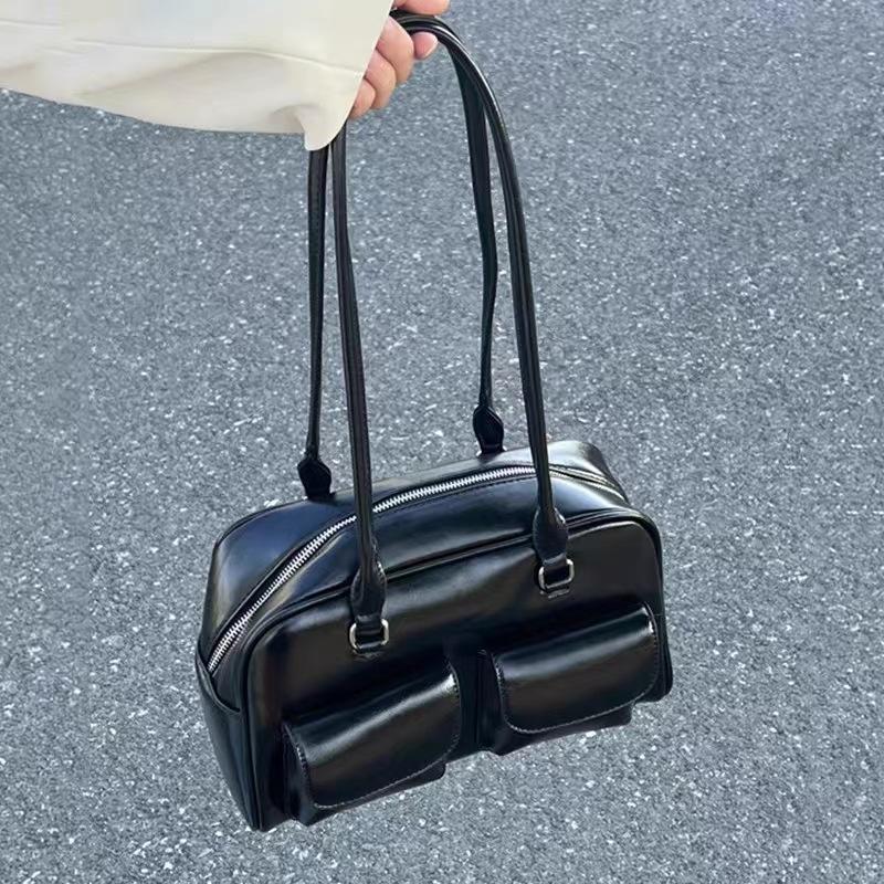 Сумка для боулинга Niche Design Retro Oil Wax Leather с несколькими карманами, повседневная сумка подмышкой, сумка через плечо для дорожных поездок