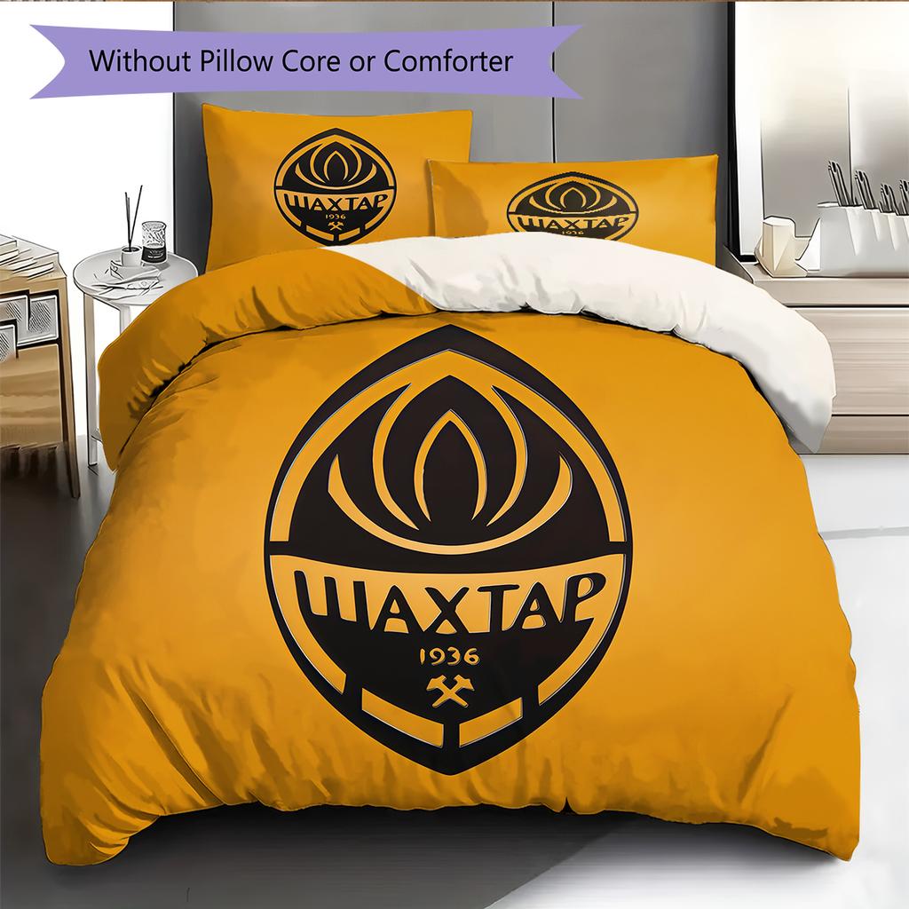 Shakhtar Donetsk FC Pattern Bedding Home Decoration Birthday Gift (1 * duvet cover + 2 * pillowcase, without core)