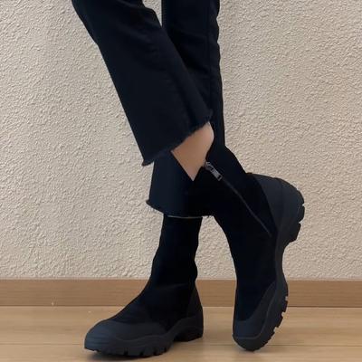 5,5 см повседневные и удобные ботильоны на толстой подошве с круглым носком и боковой молнией, спортивные, 2025, универсальные для работы, на каждый день, тонкие ботинки