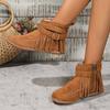 Vintage Women Boots Suede Ankle Boots Fringe Women Shoes Winter Boots Women Side Zipper Casual Shoes Round Toe Ladies Snow Boot