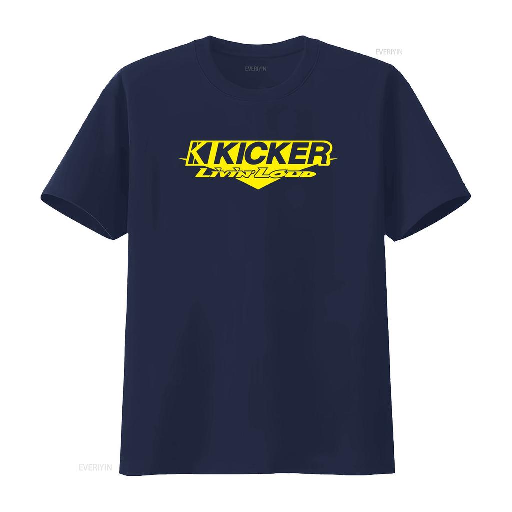 Футболка с логотипом Kicker Livin Loud Audio Идеально для автолюбителей Особенности Динамики Усилители Сабвуферы Дизайн винтажный Стирка