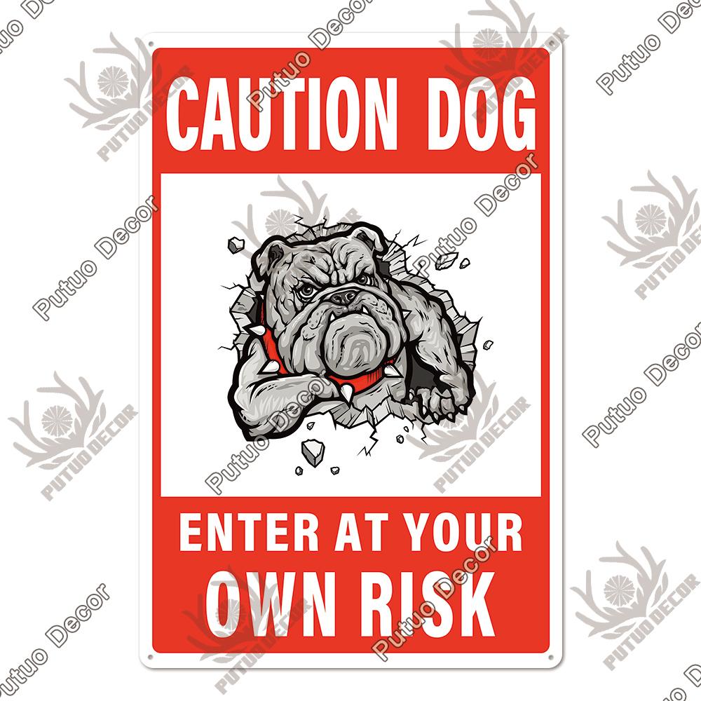 Putuo Decor Warning Vintage Metal Sign Plaque Metal Retro Tin Sign for Bar Club Park Backyard Home Man Cave Wall Decor