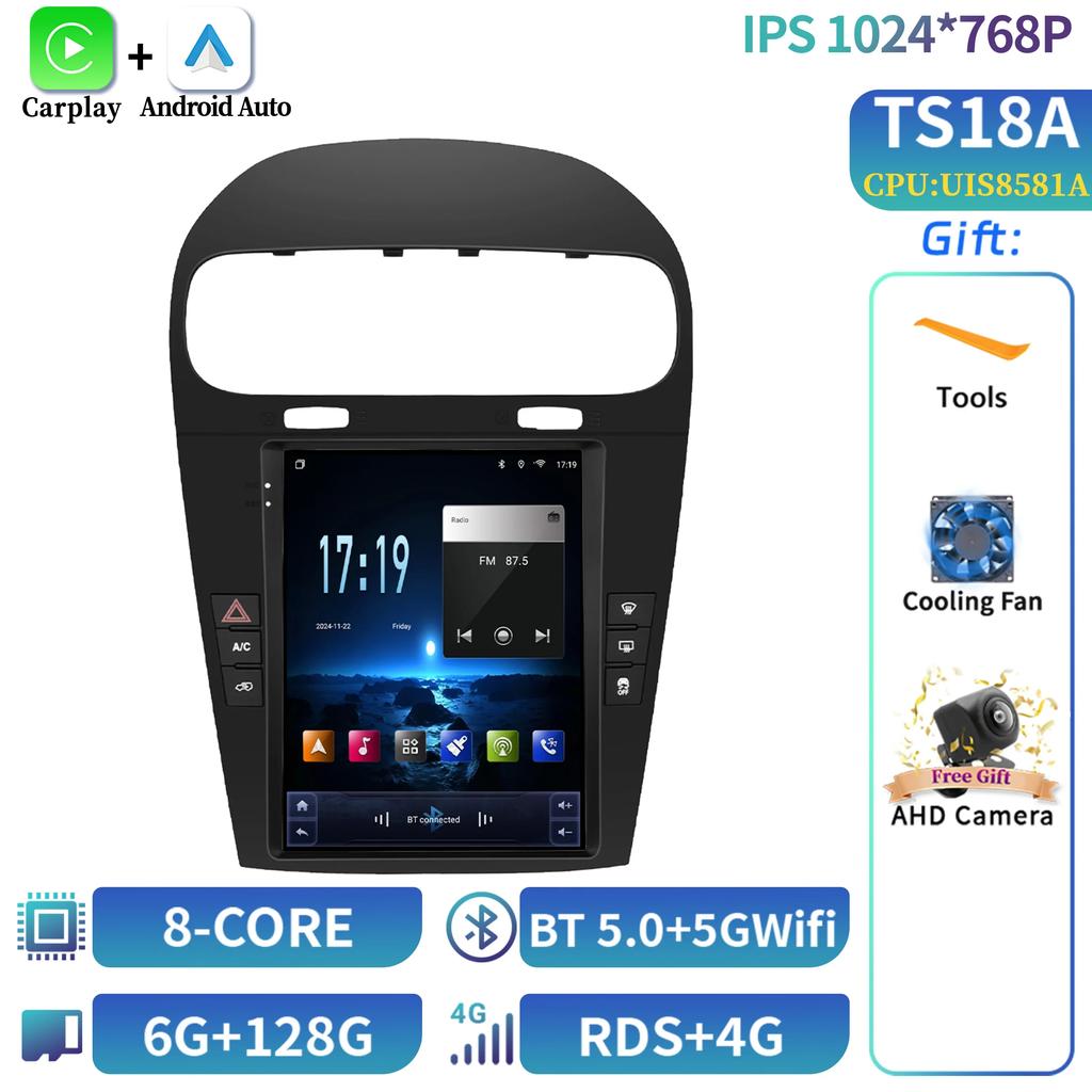 9,7-дюймовый автомобильный радиоприемник с мультимедиа Carplay Video GPS для Dodge Journey Fiat Freemont 2012-2014 Android 14 стерео навигационный плеер экран