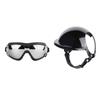 Pet Safety Helmet and Goggles Set with Breathable Lining Impacts Resistant Frame Travel Gear for Large Breeds Riding