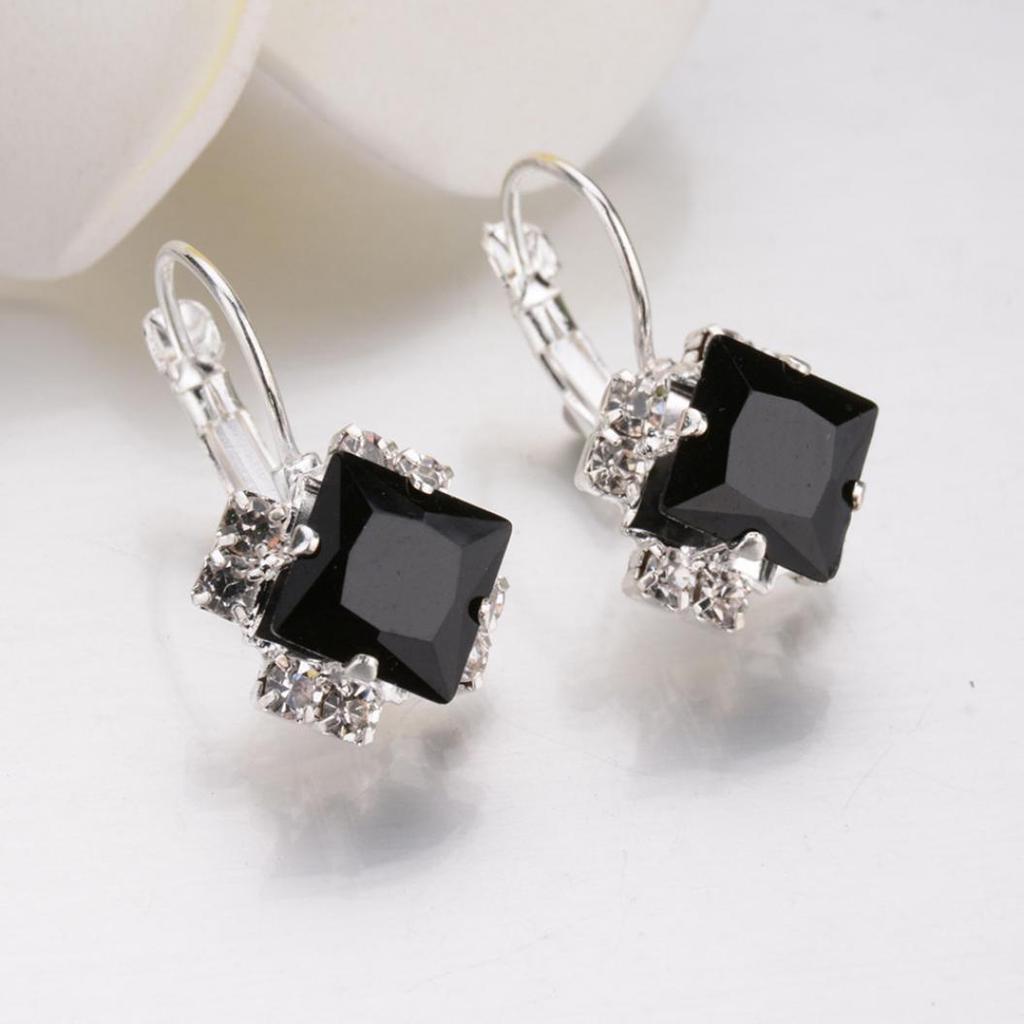 Fashion Women Shiny Rhinestone Leverback Earrings Wedding Engagement Jewelry
