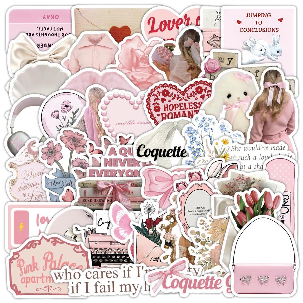 50 Nordic Style Coquette Girl Graffiti Stickers Water Cup Computer Waterproof Decorative Stickers Stationery Stickers