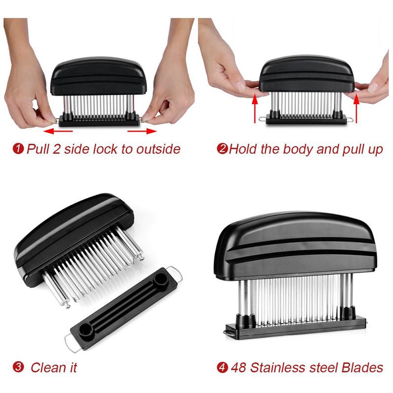 48 Blades Needle Meat Tenderizer Rust-proof Steel Knife Meat Beaf Steak Mallet Meat Tenderizer Hammer Pounder Cooking Tools
