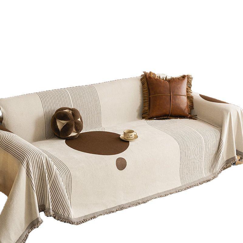Роскошный летний чехол на диван из шенилла с нескользящим покрытием - Пылезащитная накладка с полной обвязкой
