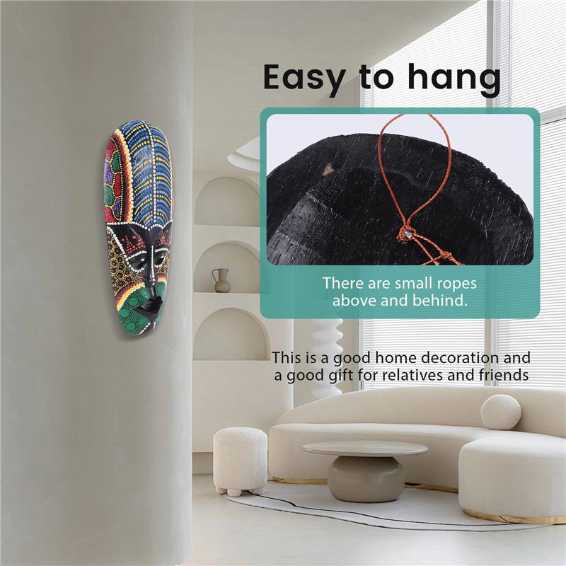 Тренд 2025 Деревянная маска Настенная подвеска Резьба по массиву дерева Расписанный декор стены Facebook Бар Домашние украшения Африканская маска тотема Ремесло