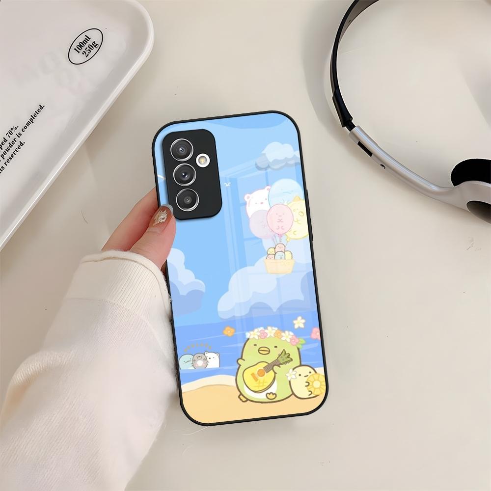 Мультяшный чехол для телефона Sumikko Gurashi со стеклом для Samsung S24 S26 S23 S20 S25 S21 S22 Ultra Fe Plus A05 A06 A16 A26 A36 A56 Coque