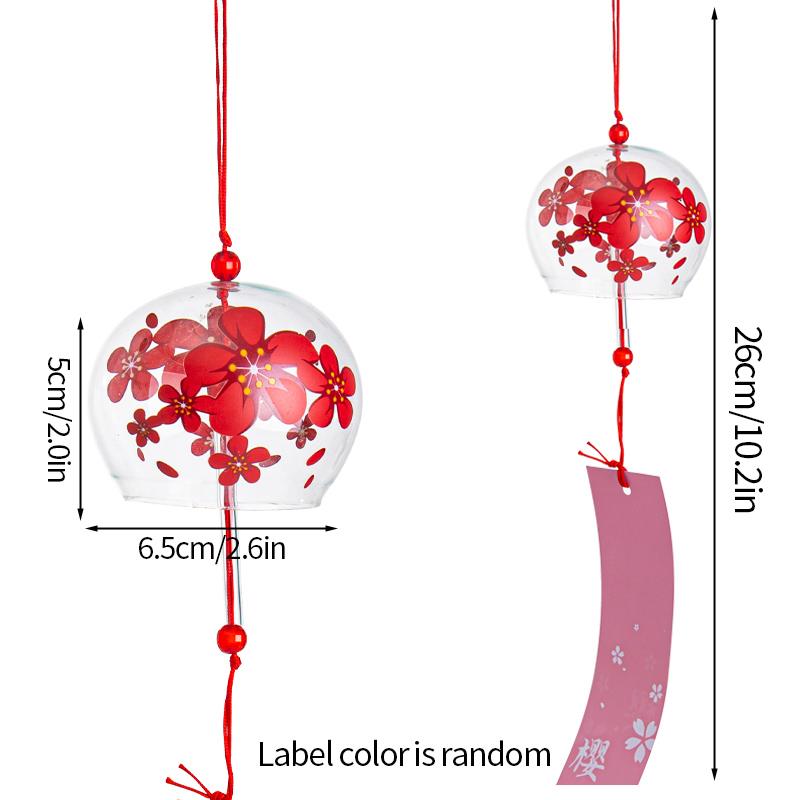 Japanese Wind Chime Sakura Glass Wind Chime Kawaii Room Decor Cherry Blossom Wind Bell Home Door Bell Wall Hanging Outdoor Decor