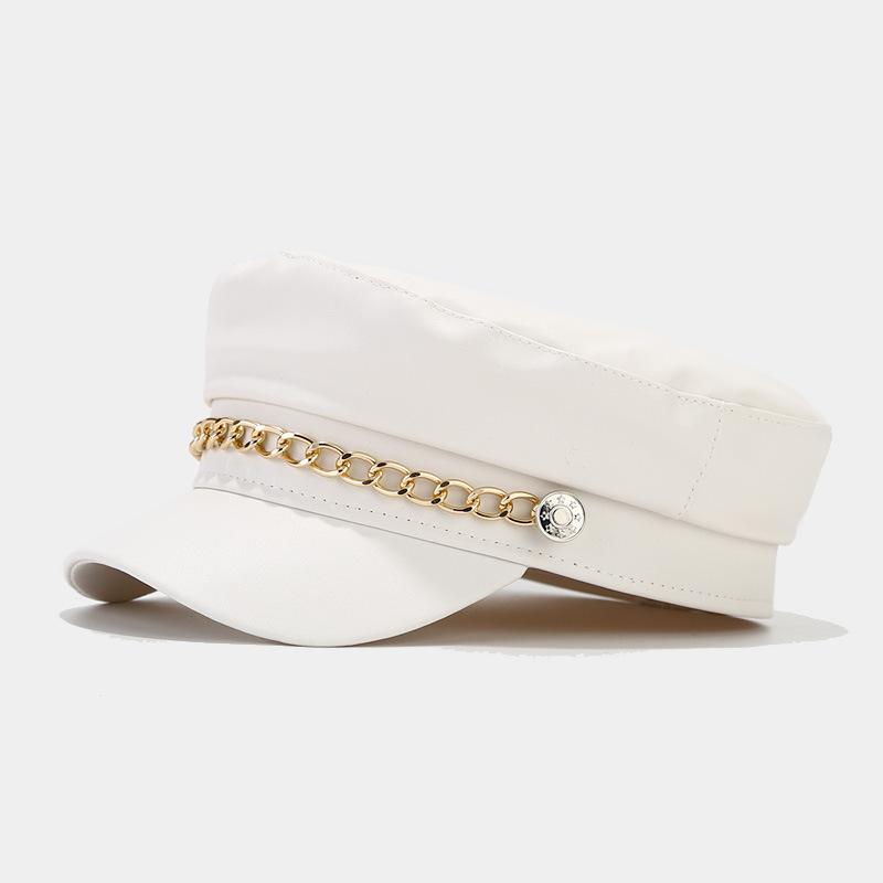 Ins Стиль Берет Военная Кепка Женская Повседневная Плоская Кепка Капитанская Кепка Дальнобойщик Мода Кожаная Путевая Кадетская Кепка Художника Восьмиугольная Кепка