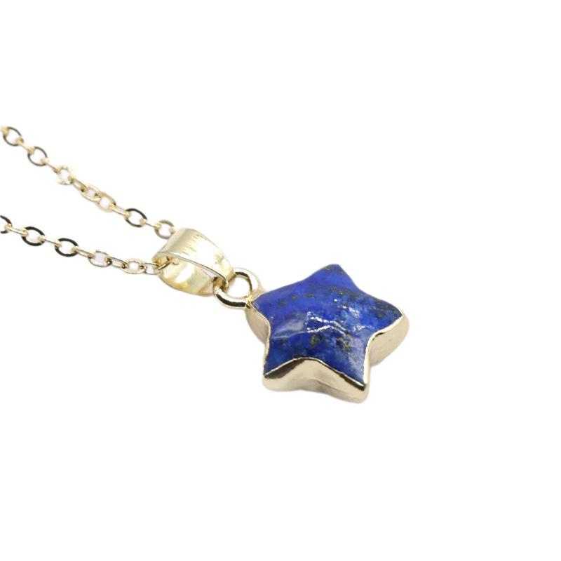 Fashion Gold Plated Stones Star Pendant Necklace Cute New Creativity Stone Charms Necklace Jewelry for Women Gift