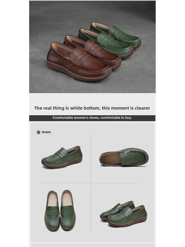 Шанхай Цзечу весна 2023 ретро плоские женские туфли из коровьей кожи