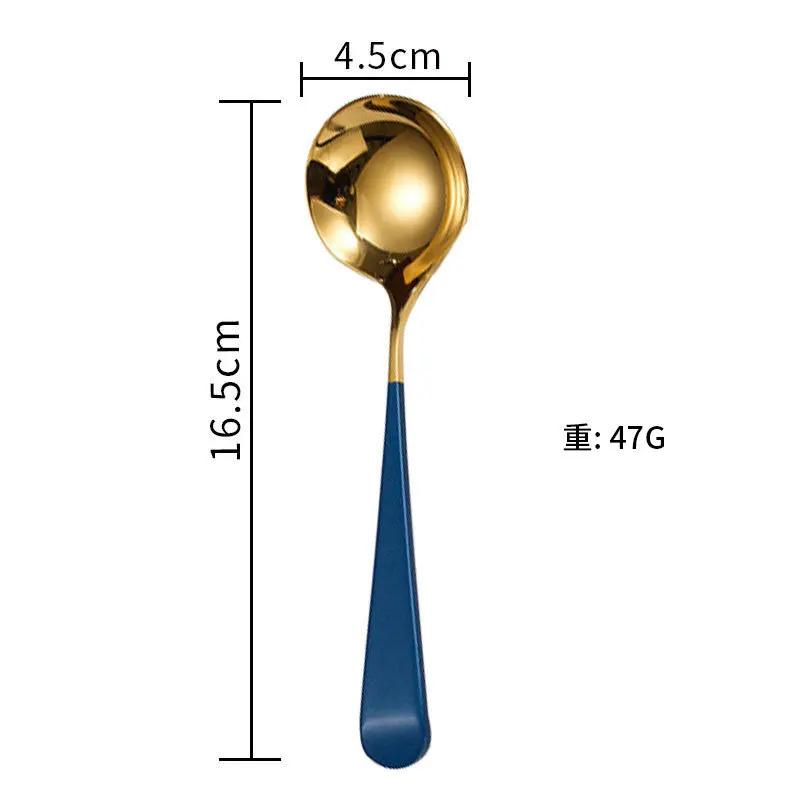 304 Stainless Steel Smooth Premium Spoon Multiple Colors Cute Dessert Spoon for Home Use Round Head Thick Gold Silver Spoon
