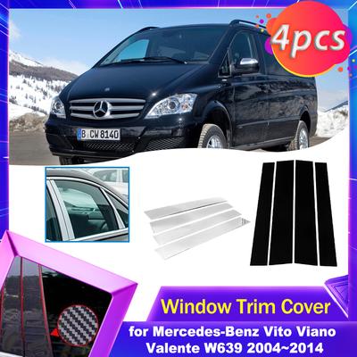 Накладка на стойку двери и окна для Mercedes-Benz Vito Viano Valente W639 2004~2014 Углеродное волокно Хромированная наклейка Стойки кузова Аксессуары