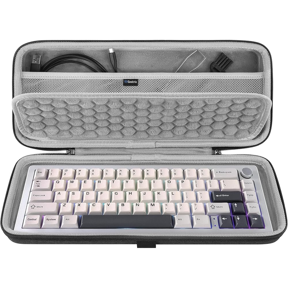 Geekria Compact Keyboard Case Hard Shell Travel Bag for 68-Key Keychron K6 K6 Pro Q2 Pro Q2 Max HyperX Alloy Origins 65