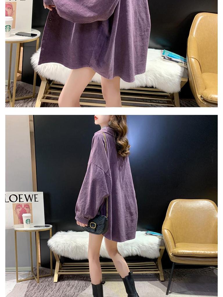 Корейская повседневная вельветовая куртка-рубашка с отложным воротником для женщин, средней длины с длинными рукавами, коллекция весна-осень 2025