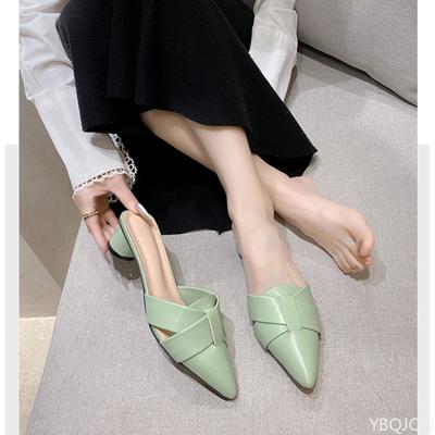 Женская мода Высокое качество Туфли на круглом каблуке Повседневные Милые Туфли на высоком каблуке Большого размера Женские сандалии Летние Тапочки с лентами