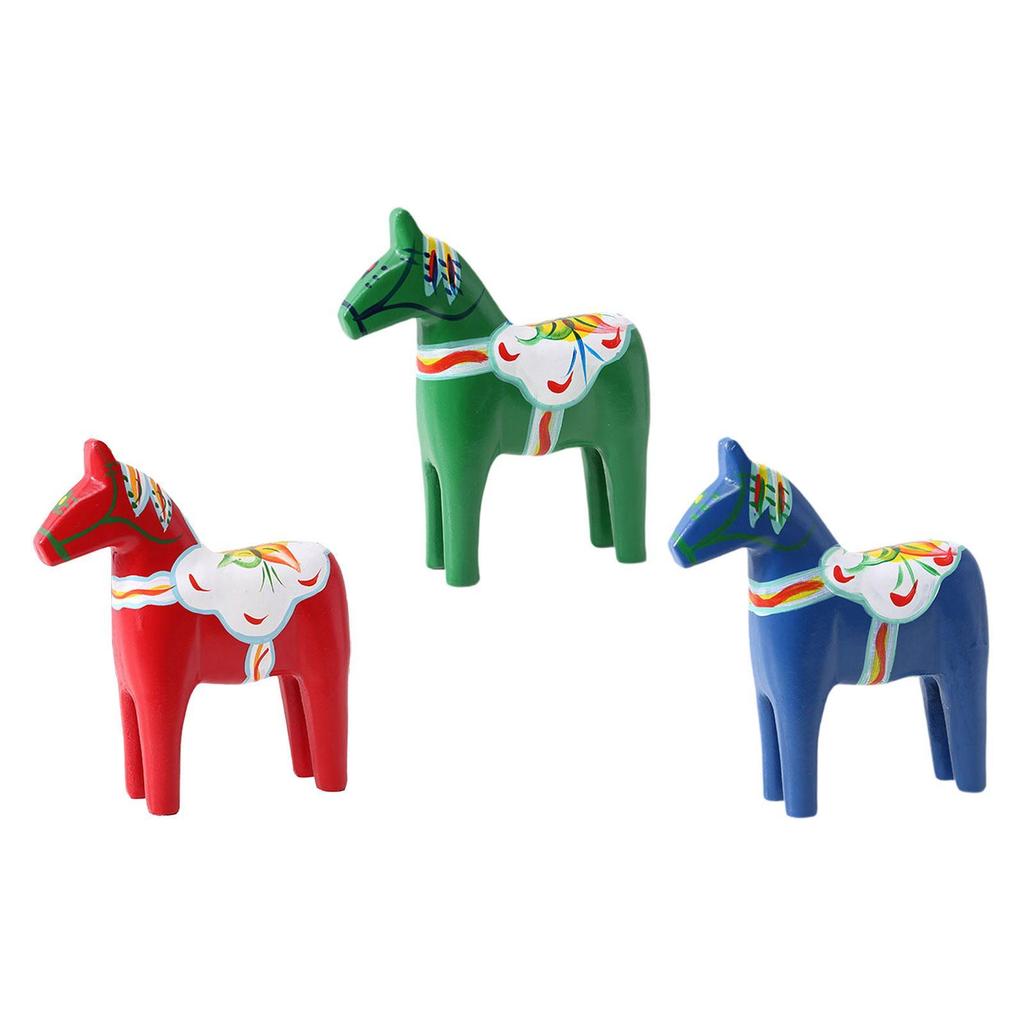 Wooden Swedish Dala Horse Souvenir Memento Novelty Handicraft Gift Color Painting Classical Dalecarlian Horse Ornament