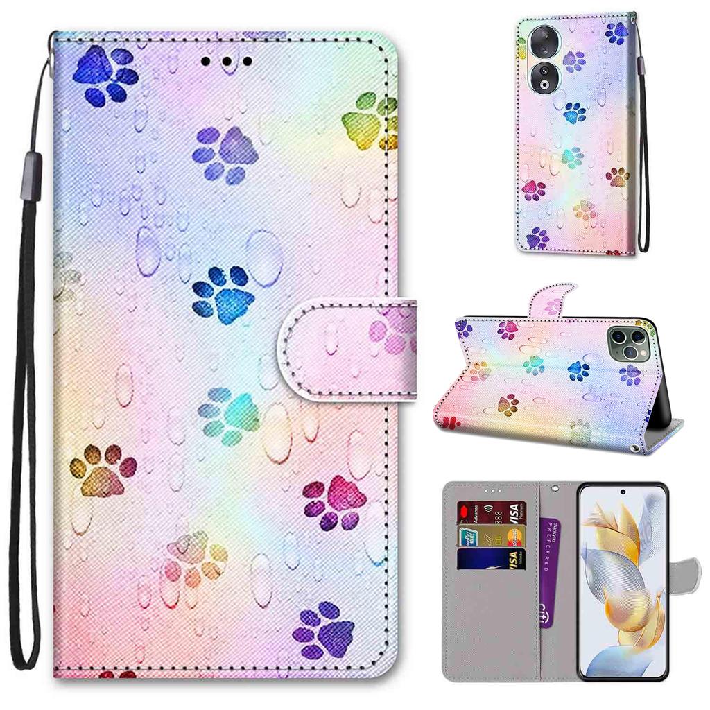 Fashion Painted Pattern Cover Lanyard Flip Leather Case For iPhone Samsung Huawei Honor Xiaomi Redmi OPPO Realme Moto Asus