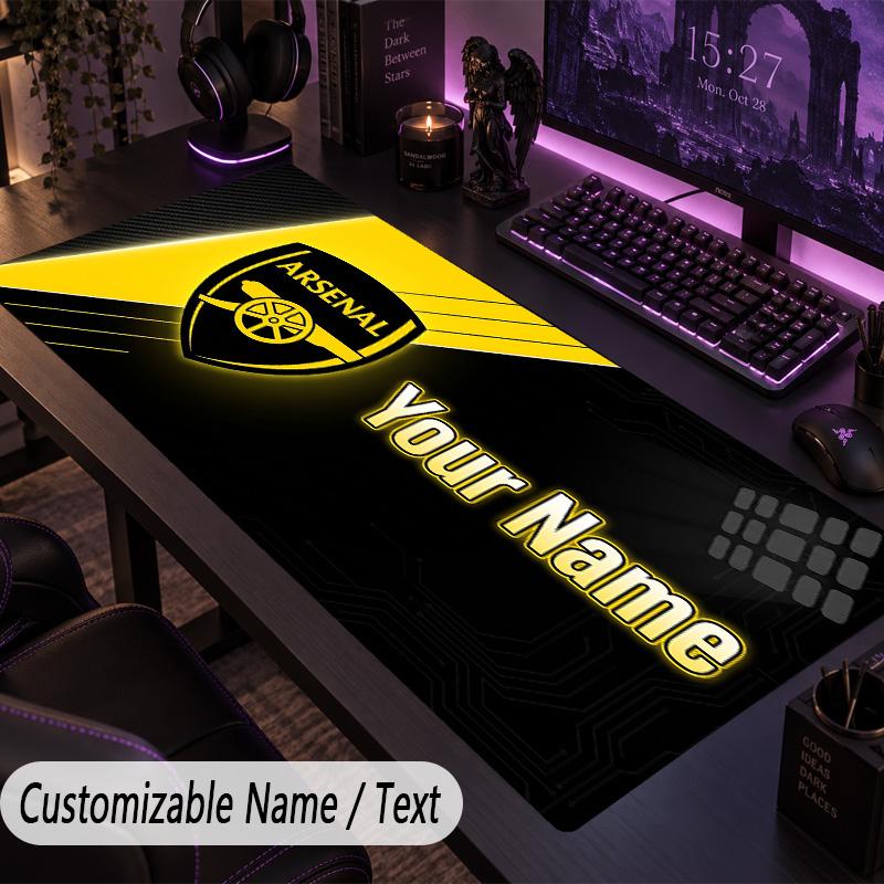 Custom Text Big Mousepad, Extended Desk Pad For Laptop Work GameArsenal FC