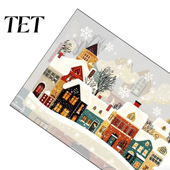 Winter Snow Village Stickers Christmas Static Window Clings, Town Snowflake Decals, Indoor Outdoor Scene Glass for Home Holiday Decor Decoration