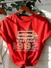 Womens Printed Tshirt  Vintage Cassette Fun Pattern Short Sleeved Round Neck Casual Top Party Daily Vintage Tshirt