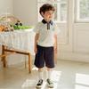 [olivan] School Collar Uniform Top And Bottom Suit  Navy 