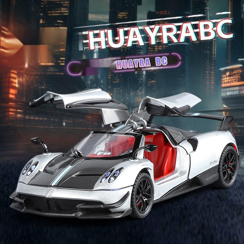 1:24 Huayra BC Car Model Toy Sound Light Gull Wing Door Alloy Diecast Supercar Models Boys Kids Gifts