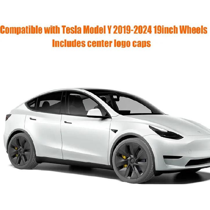 Матовые черные 19-дюймовые колпаки на колеса для Tesla Model Y 2021-2024 Колпаки на ступицы Аксессуары для Tesla Model Y 2024