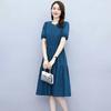 Женское платье Корейская версия плиссированного платья для женщин, свободного покроя и с приталенной талией, с короткими рукавами