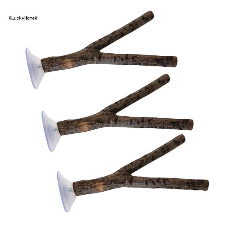 3lots Birds Perches Stand Suction Cup for Window Parrots Shower Perches Stand 11UA