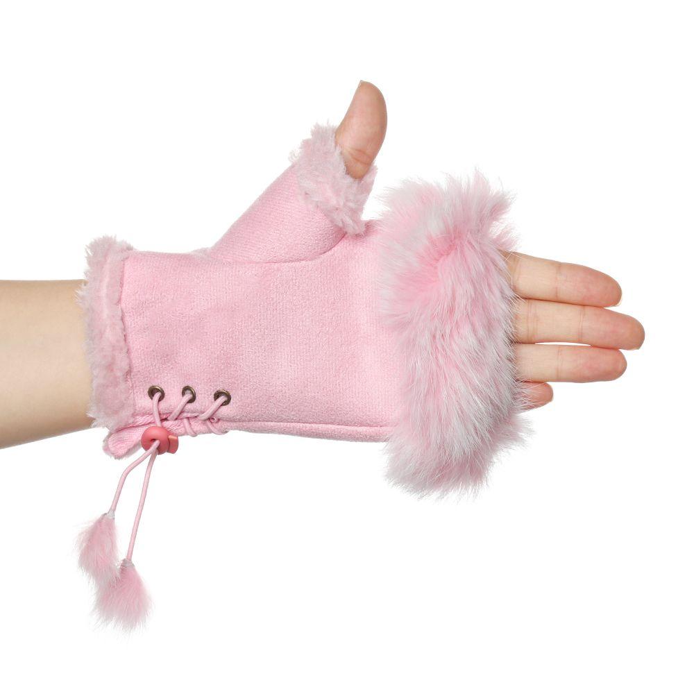 Soft Fingerless Mittens Warm Plush Gloves Winter Rabbit Hair Gloves Women Girls