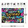 Retro Backdrop Banner - Vibrant Graffiti Design, Urban Retro Style, 80s 90s Theme, Birthday Party Cake Table Decoration