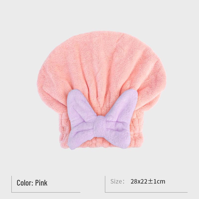 Girls' Cute Cartoon Bow Quick-Dry Hair Cap – Antibacterial, Thick, Absorbent Princess Bath Hat