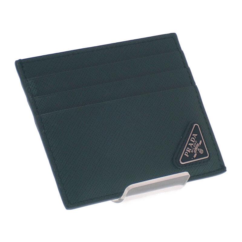 Prada 2MC223_QHH_F077U Визитница зеленая/SMERALDO сафьяновая мужская