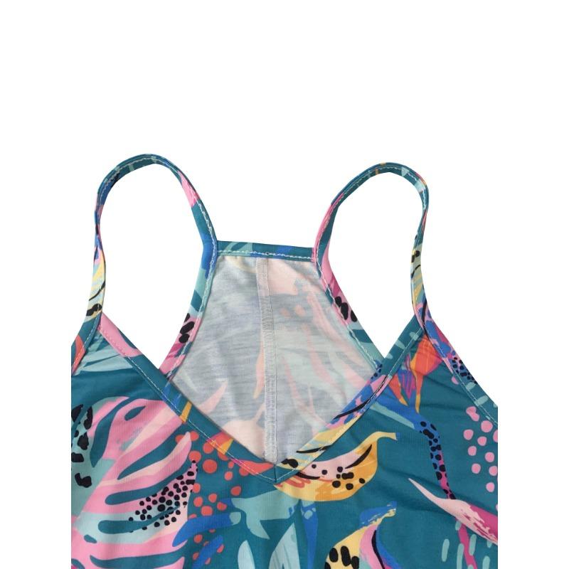 Платье на бретельках с растительным принтом, отпускное платье-комбинация без рукавов на весну и лето, женская одежда