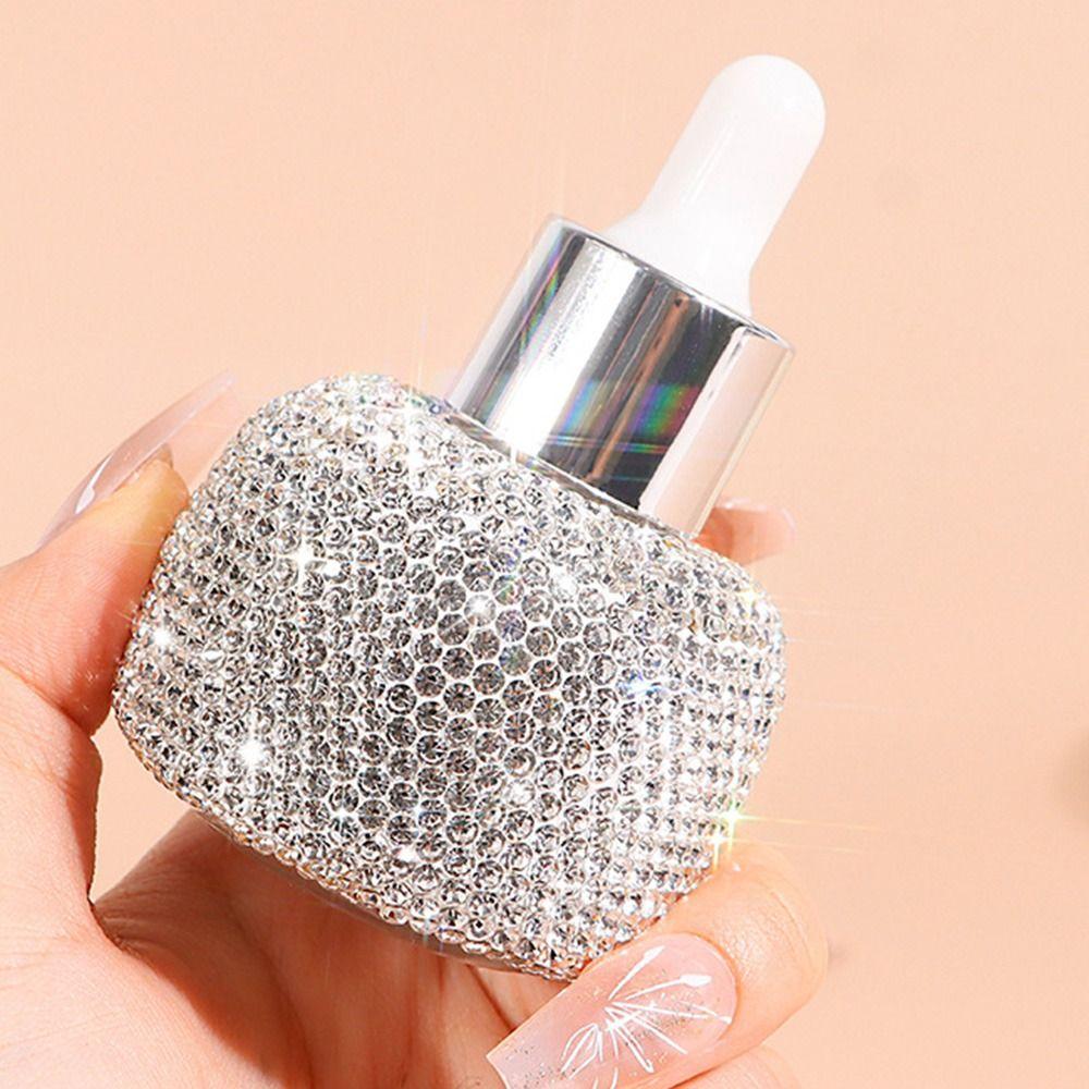 Refillable Glass Dropper Bottles Rhinestone Inlaid Perfume Container Women