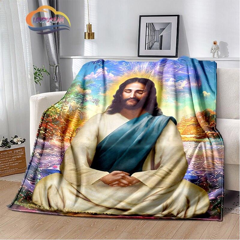 Религиозное кашемировое одеяло с изображением Иисуса, 3D-принт, покрывало с изображением Христа, фланелевое одеяло, серия Девы Марии-Иисуса, удобное домашнее одеяло