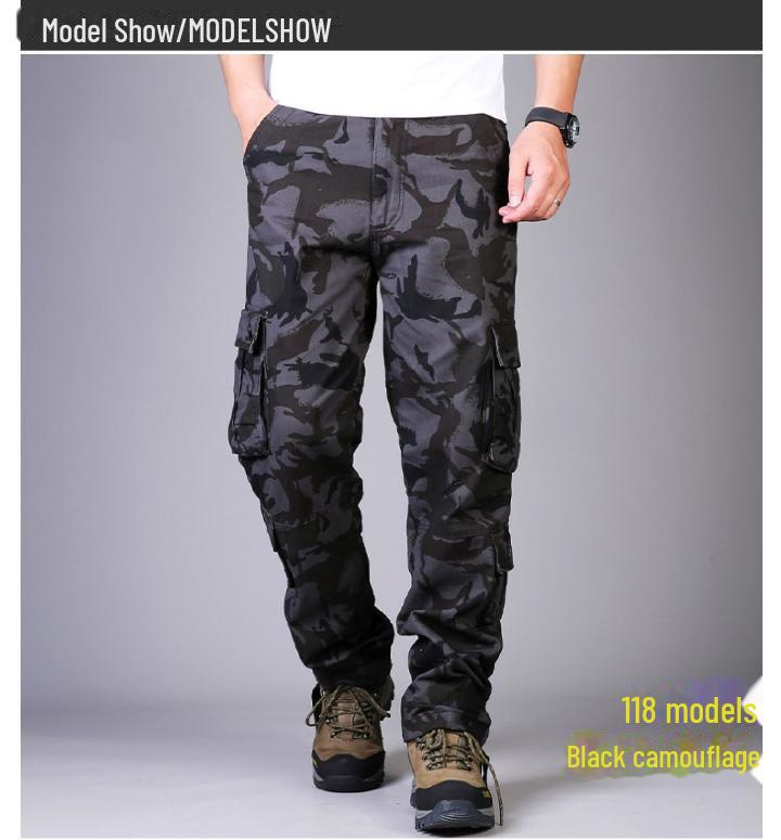 Мужские сверхпрочные хлопковые брюки камуфляжной расцветки – Прочные, износостойкие, повседневные комбинезоны в военном стиле больших размеров.