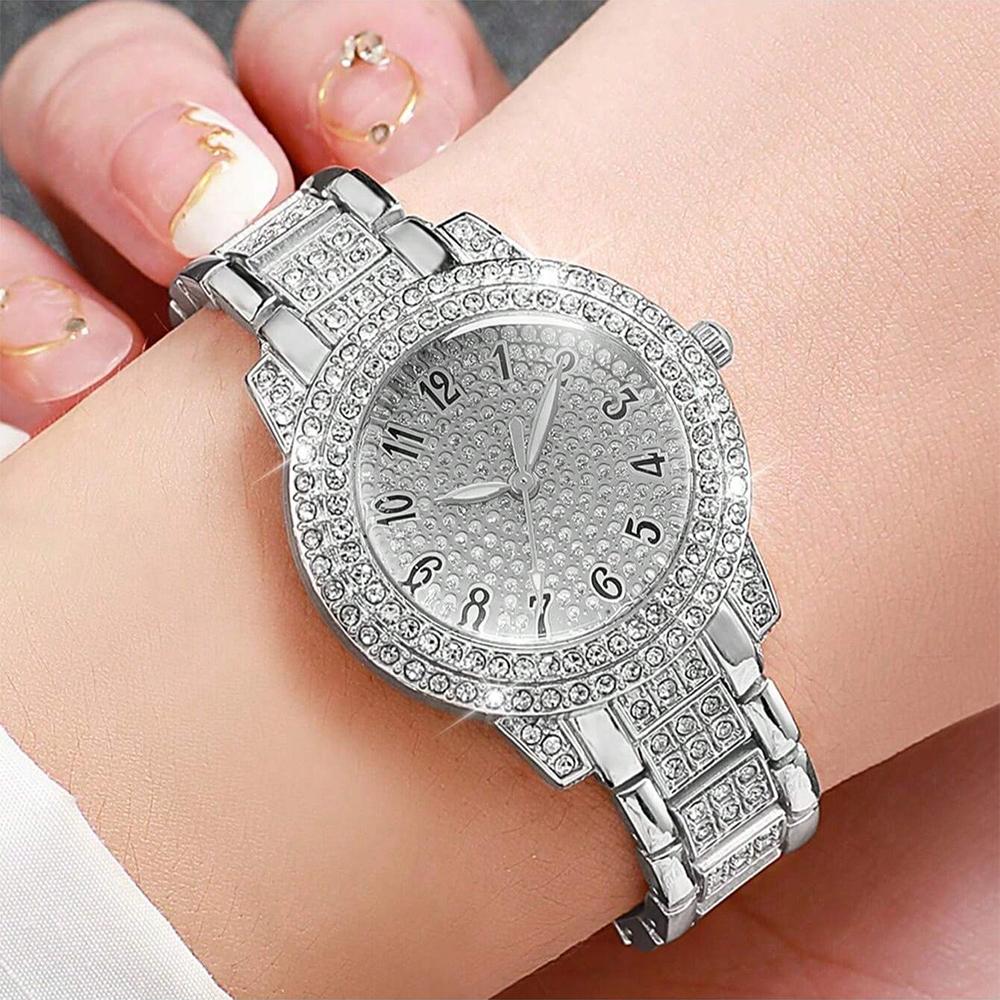 1 шт.-Женские часы Модные кварцевые наручные часы для леди Римский циферблат Ослепительный бриллиант Водонепроницаемые Светящиеся Роскошные Новые