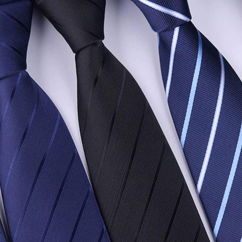 Stripe Necktie Blue Black Slim Skinny Tie Elegant Wedding Groom Tie  Gifts