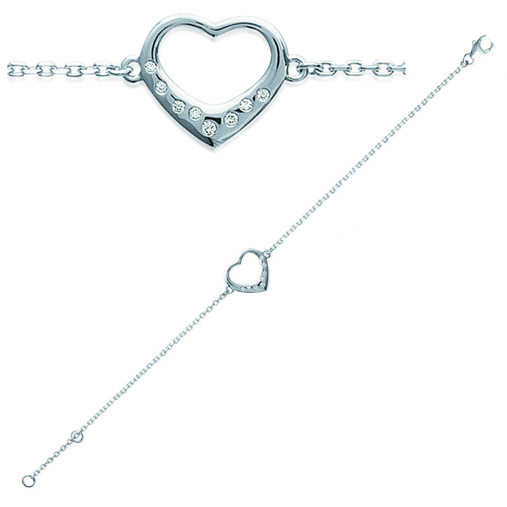 Les Trésors De Lily [J0840] - Серебряный браслет "Любовь" серебро белое (родиевое покрытие) - 13х12 мм