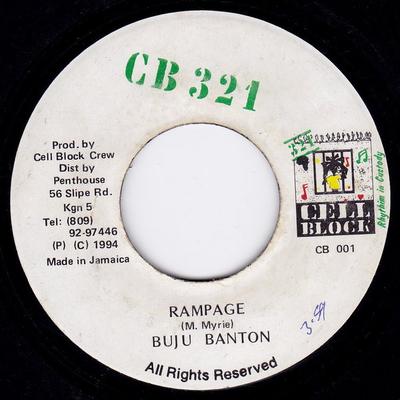 7-дюймовая пластинка BUJU BANTON - Rampage CB001 Cell Block 321 1994 Ямайка Регги, Ска и Даб Б/У