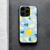 Фруктовый чехол-лимон для iPhone 17 Air 16 E Pro Max 15 14 13 Mini 12 Pro 11 Max Plus Черная стеклянная крышка